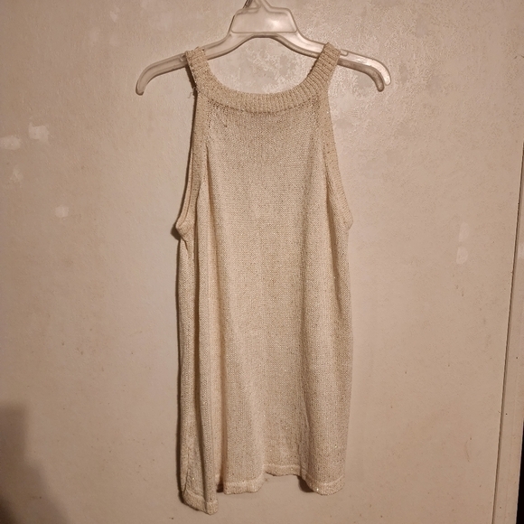 FLAWED Michael Michael Kors High Neck Tank Sequin Ivory Sweater Sz XL NWT - Picture 2 of 10